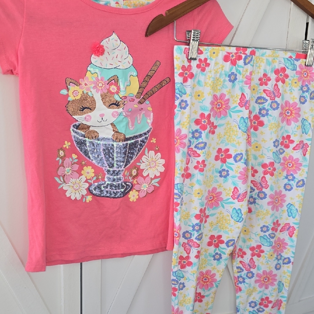 New Isaac Mizrahi Kitten Set Matching Spring Set with Floral Leggings
